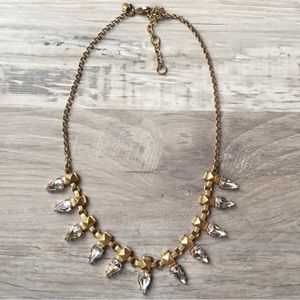 J. Crew Gold and Crystal Spike Statement Necklace